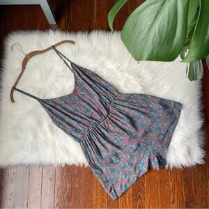 Blue Romper Floral Boho NWOT